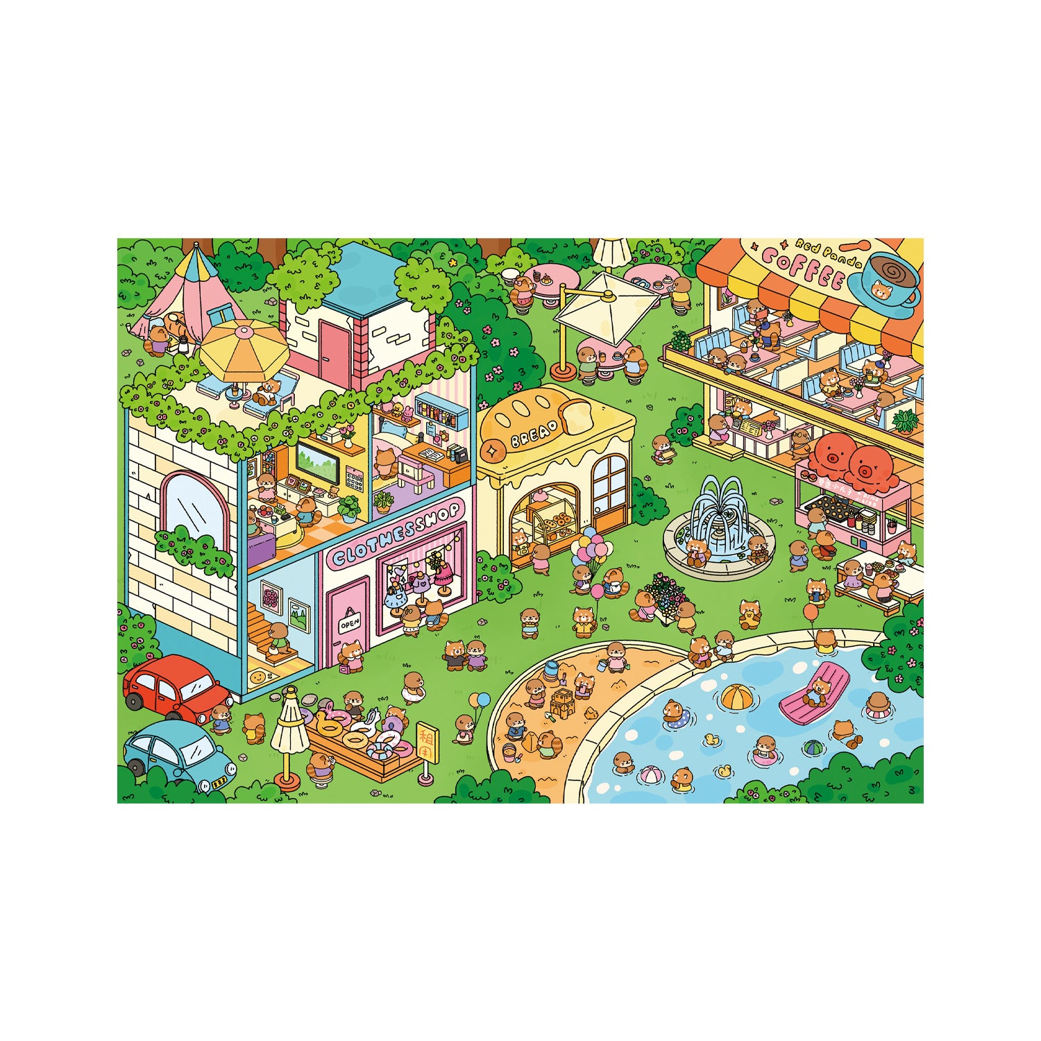 Extra Large Version 15.0 Summer Park Series Cute Miniature Landscape Stickers Handmade DIY 3D Stickers