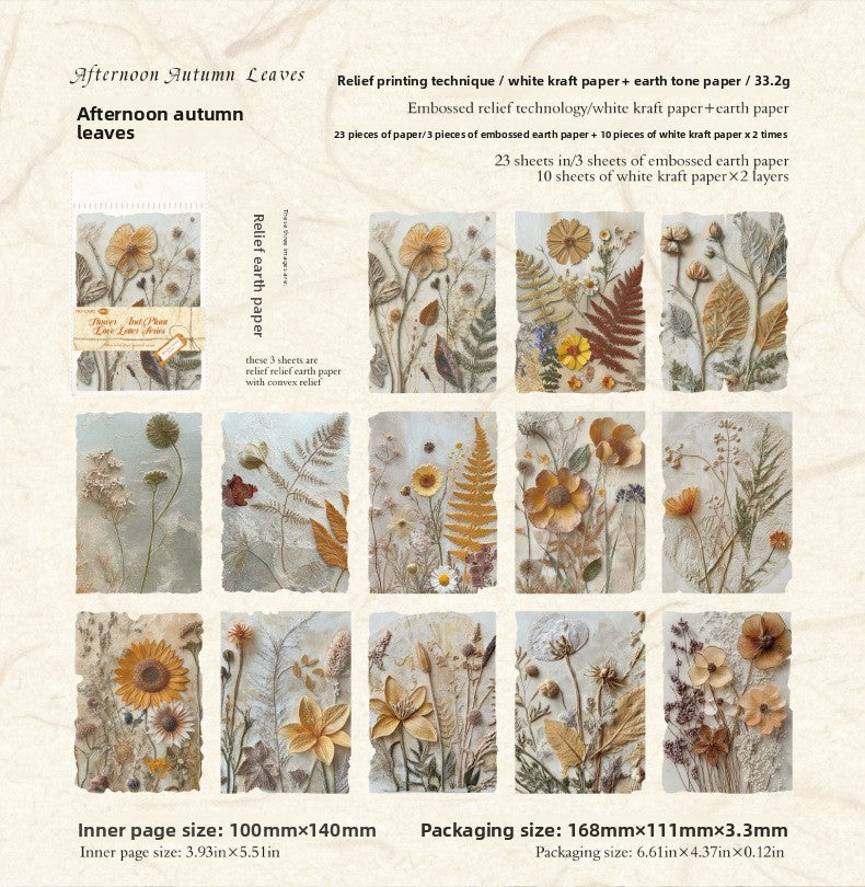 Vintage Embossed Plant Material Paper Floral Journal DIY Background Paper