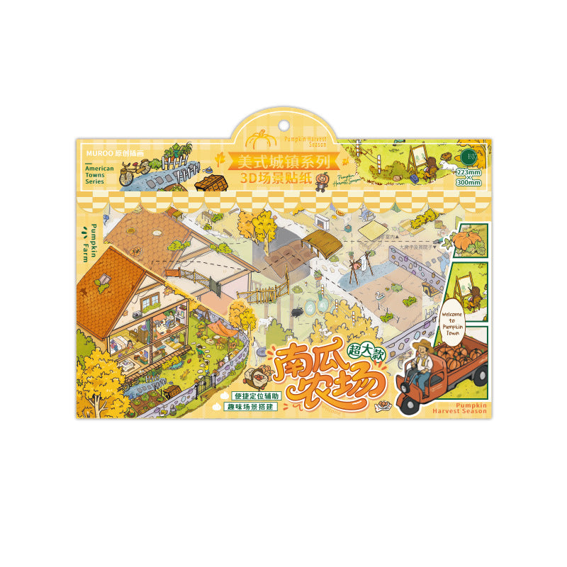 Carmel Town 3D Miniature Scene Stickers DIY Scene Journal Fun Collage