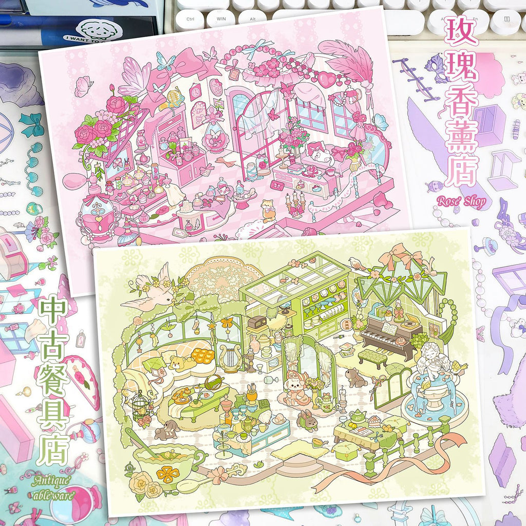 Scenery Stickers ins style 87.0 Scene Stickers 3D Stereo Stickers Miniature Scene Collage Journal Stickers